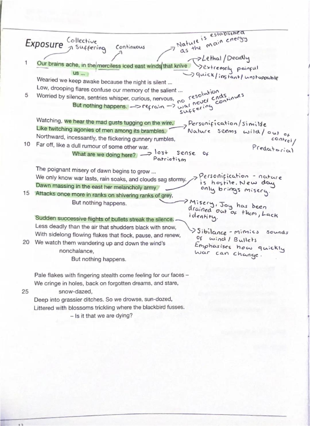 Exposure Collective
suffering Continuous
Nature is established
as the main energy
1 Our brains ache, in the merciless iced east winds that k