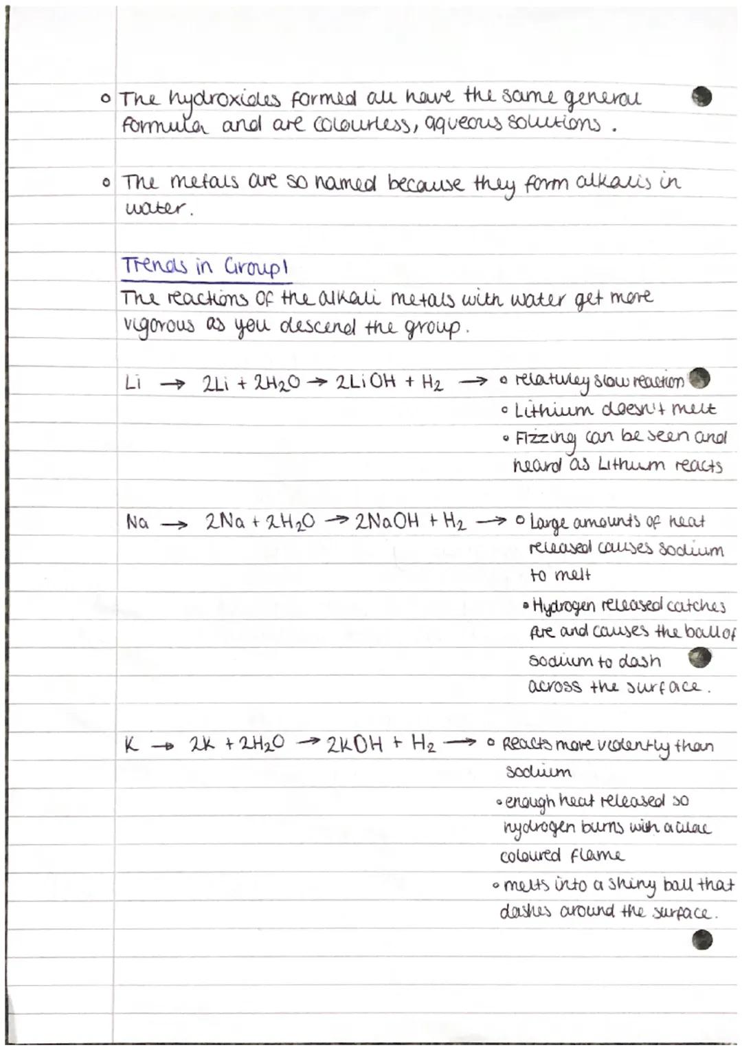 Groupi-Alkali metals

• The group I metals are known as the alkali metals
They form alkaline solutions when they react with water.

• The gr