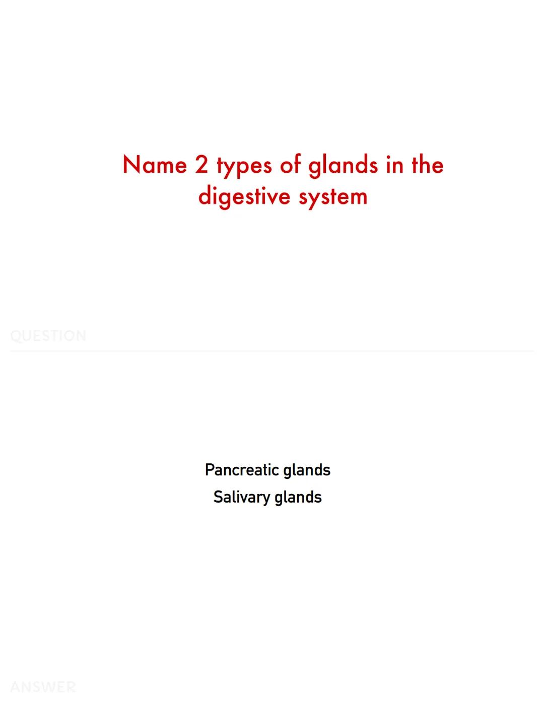 QUESTION
ANSWER
Where is amylase produced
Pancreas, salivary glands, small intestine QUESTION
ANSWER
What is hydrolysis
Breaking bonds by ad