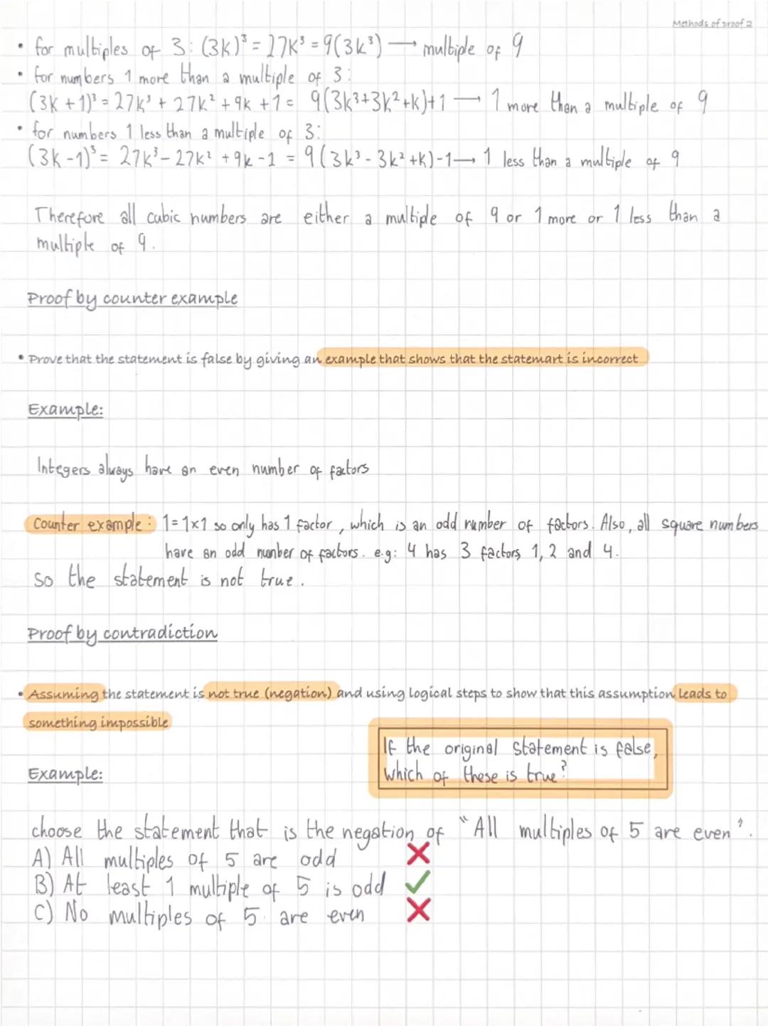 .
.
•
Methods of proof
Proof by deduction/direct proof
Proof by exhaustion
Proof by counter example
.
Proof by contradiction
•Statement thin