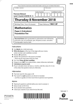 Know GCSE MATHS 2018 PAPER 2  thumbnail