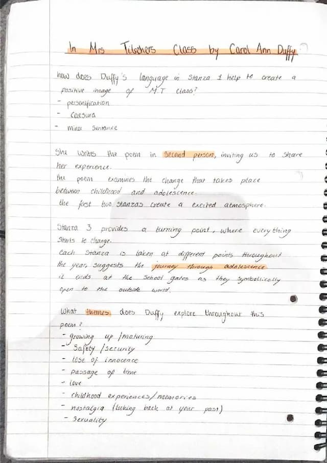 Know mrs tilchers class by carol ann duffy thumbnail