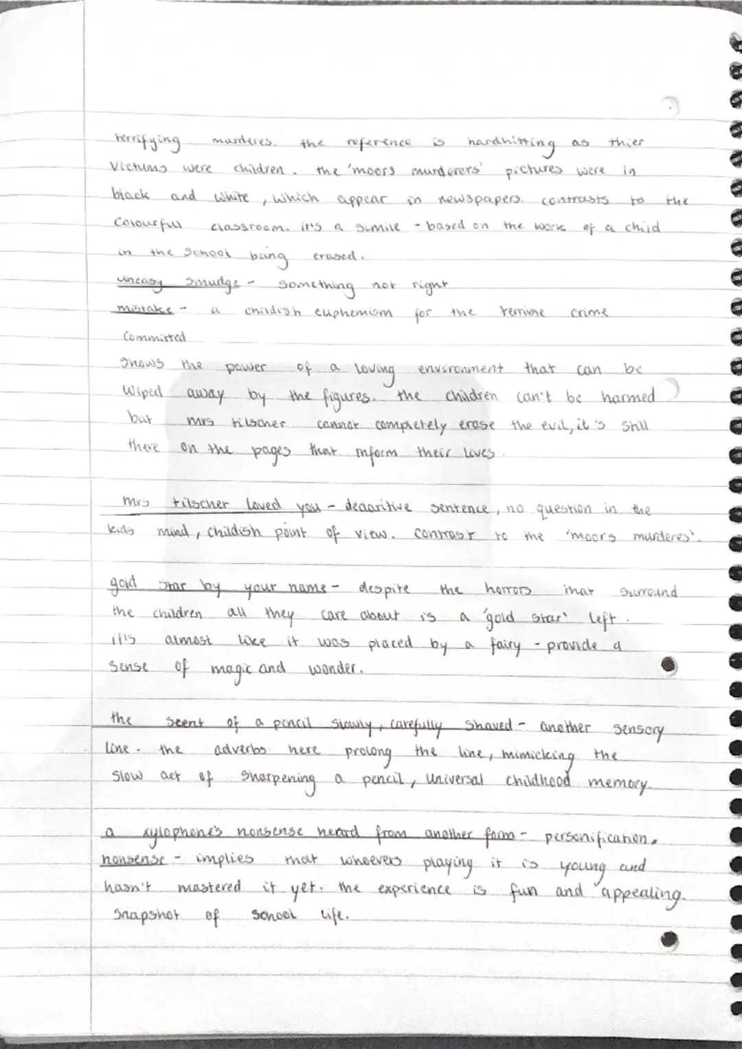Tilschers
how does Duffy's language in Stanza 1 help to
positive image
of
"M. T class?
In Mrs.
personification
Caesura
minor Sentance
She wr