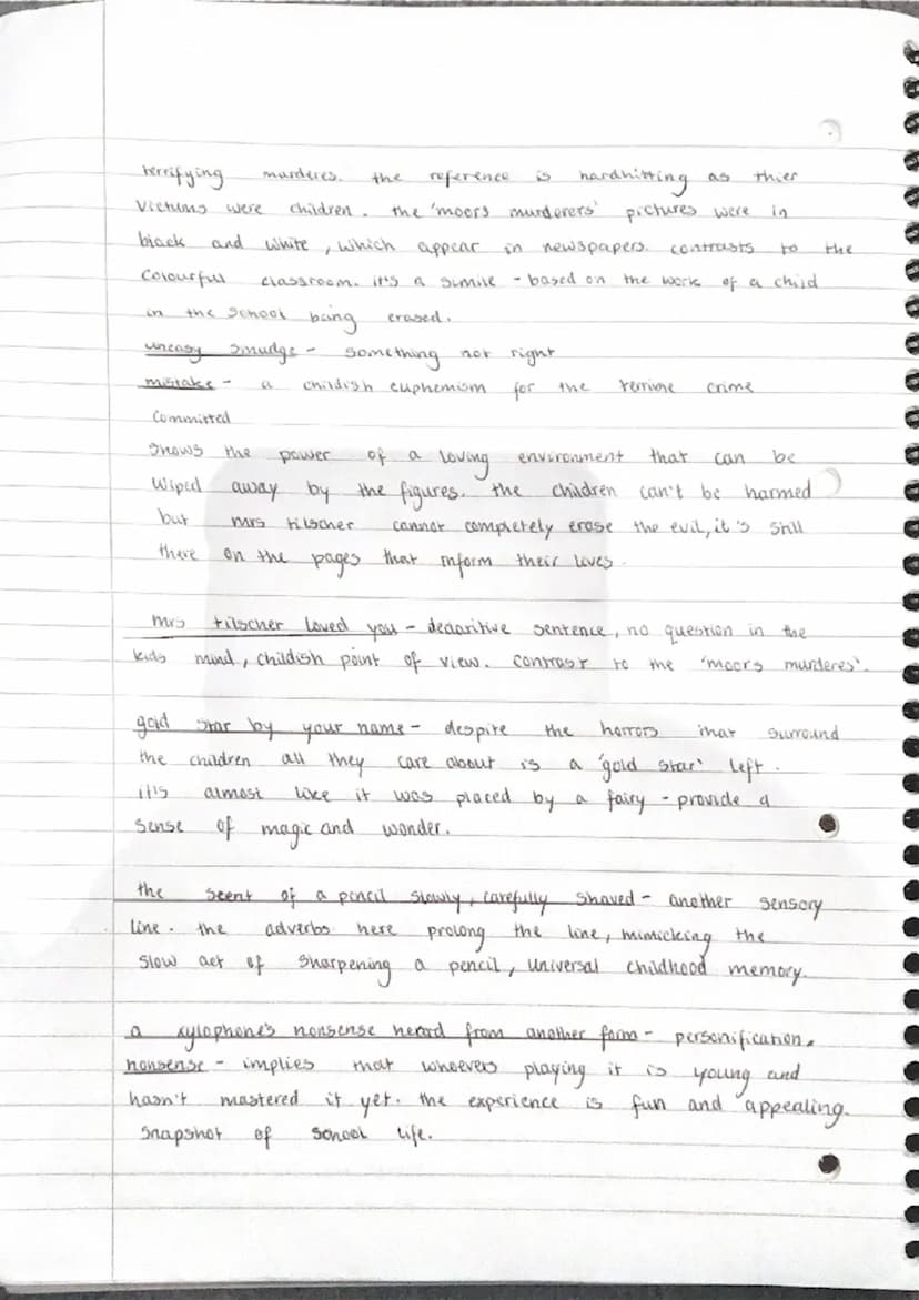 Tilschers
how does Duffy's language in Stanza 1 help to
positive image
of
"M. T class?
In Mrs.
personification
Caesura
minor Sentance
She wr
