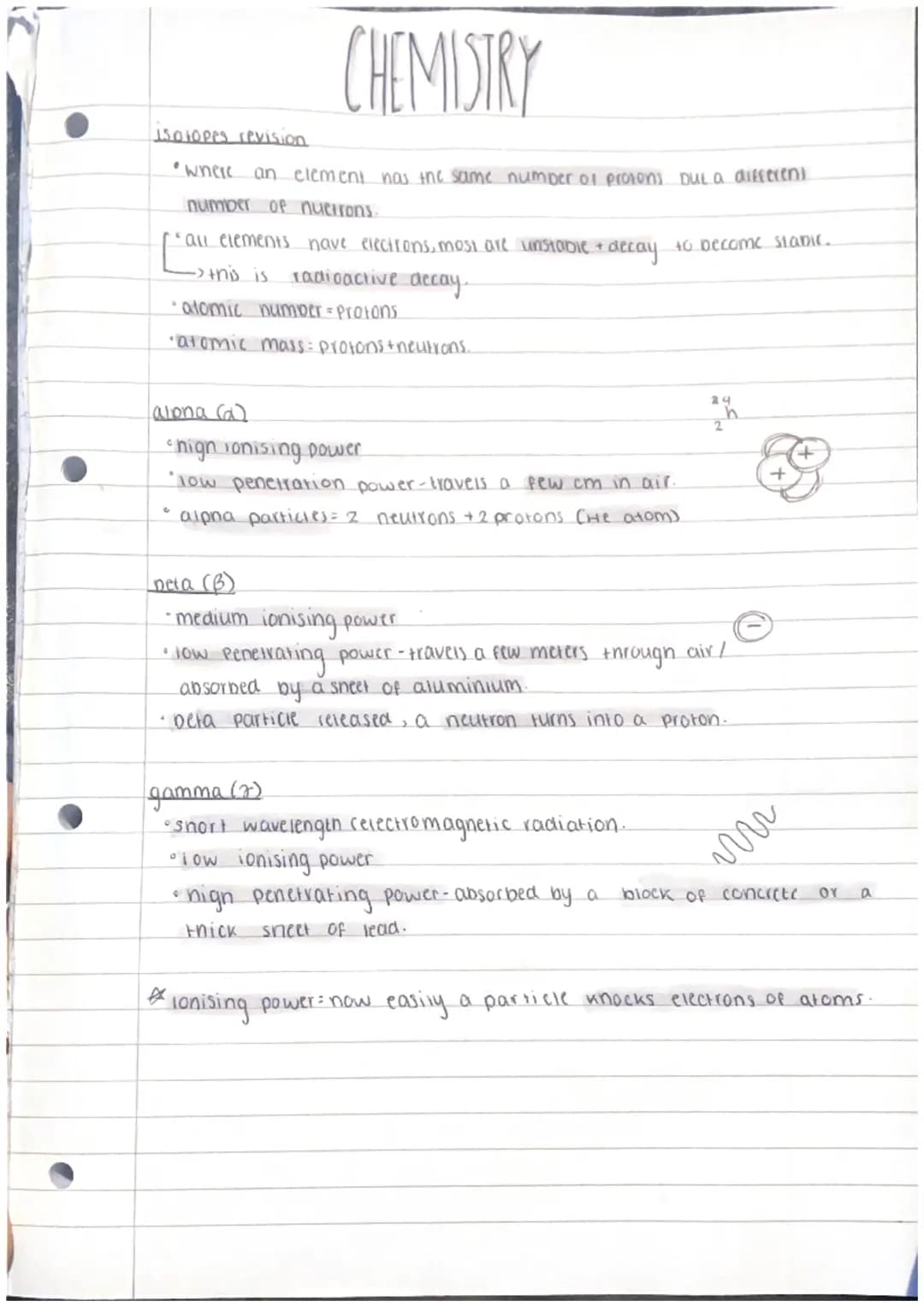 7
CHEMISTRY
isotopes revision.
•where an element has the same number of protons but a different.
number of nuctions.
• all elements have ele