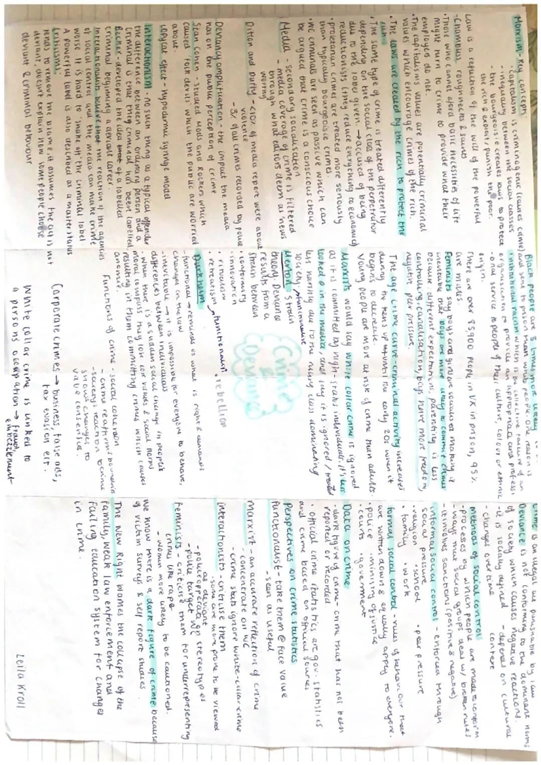 Marxism-Rey concepts.
Crime is an illegal act punishable by law.
Black people are 3 times more urely
Deviance is not conforming to the domin