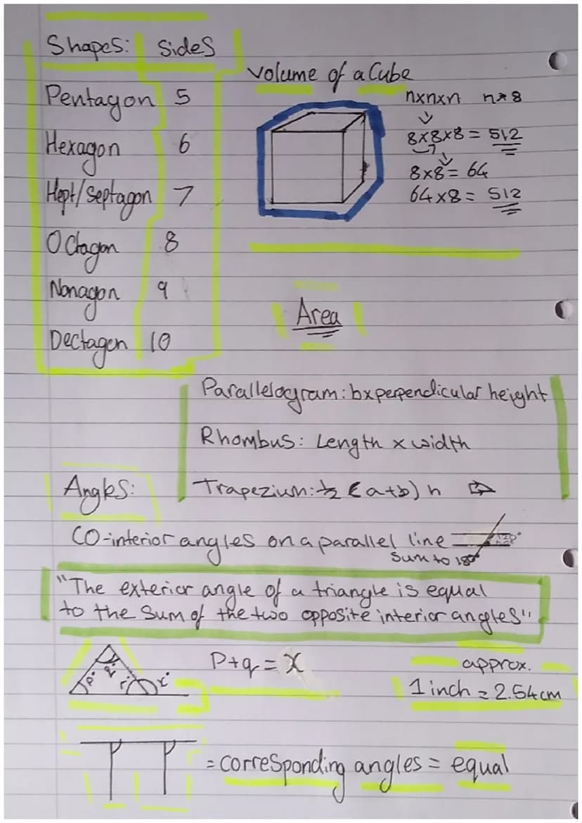 Maths Tips
• Volume of a prism: ½ x base x
-Volume of a trapezium: ± (a+b)
Volume of a prism:
-Volume of Cuboid: nx mx p
height
• area of cr