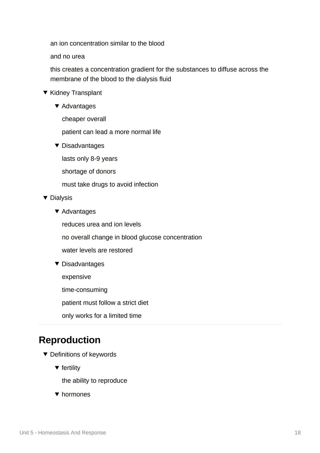 Unit 5 - Homeostasis And
Response
4.5.1 Homeostasis
▾ What is homeostasis?
control of internal conditions of a cell or organism to maintain 