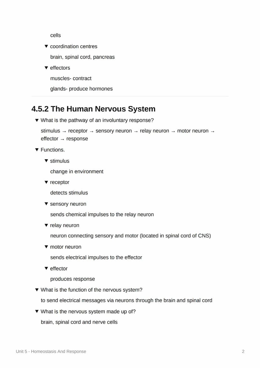 Unit 5 - Homeostasis And
Response
4.5.1 Homeostasis
▾ What is homeostasis?
control of internal conditions of a cell or organism to maintain 