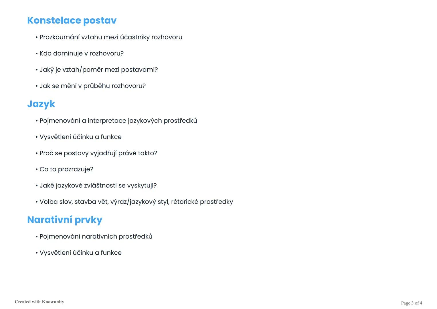 # Kontrolní seznam pro analýzu románu, novely a
dramatu

Strukturovaný kontrolní seznam pro komplexní analýzu literárních textů, scén a dial