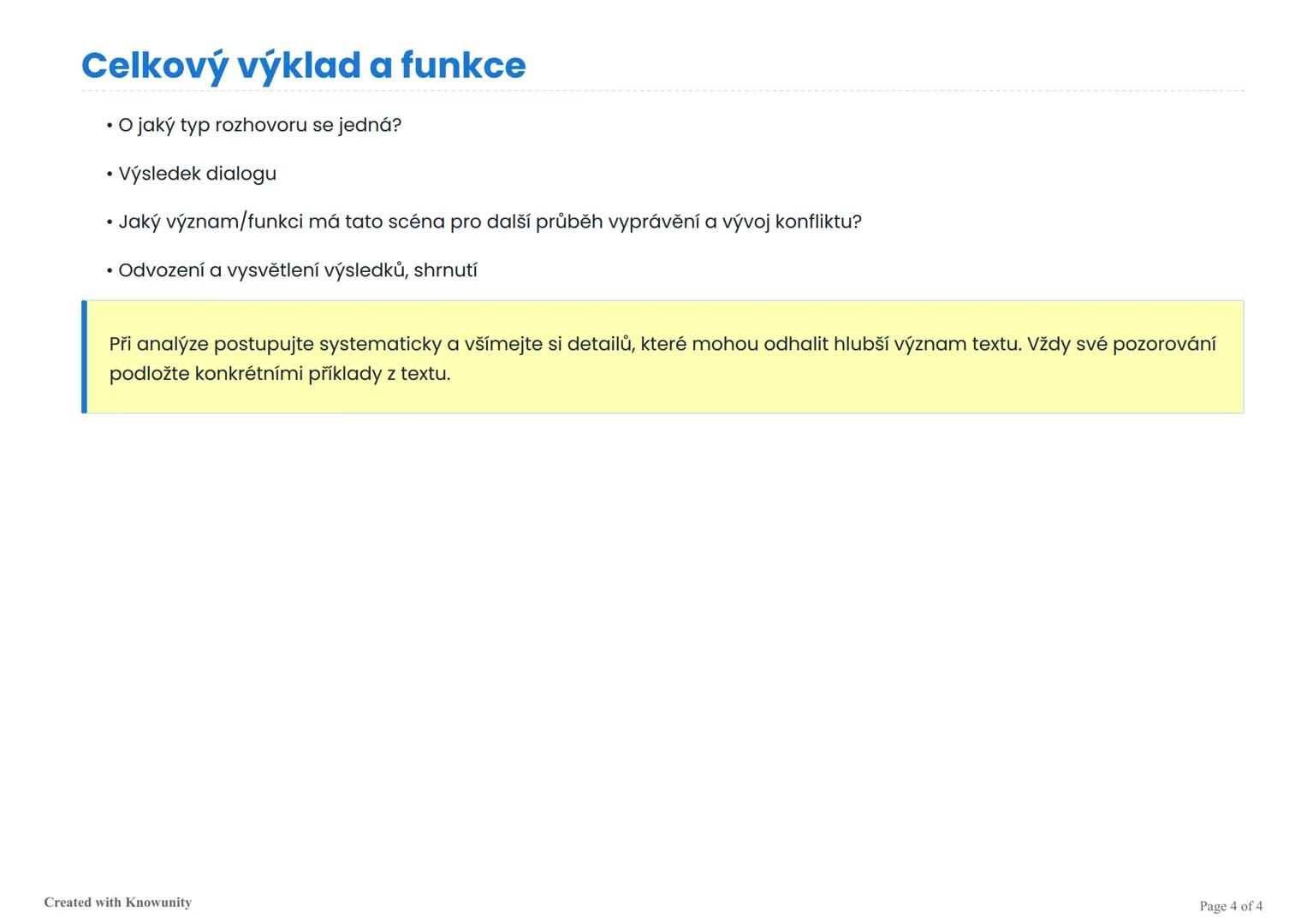 # Kontrolní seznam pro analýzu románu, novely a
dramatu

Strukturovaný kontrolní seznam pro komplexní analýzu literárních textů, scén a dial