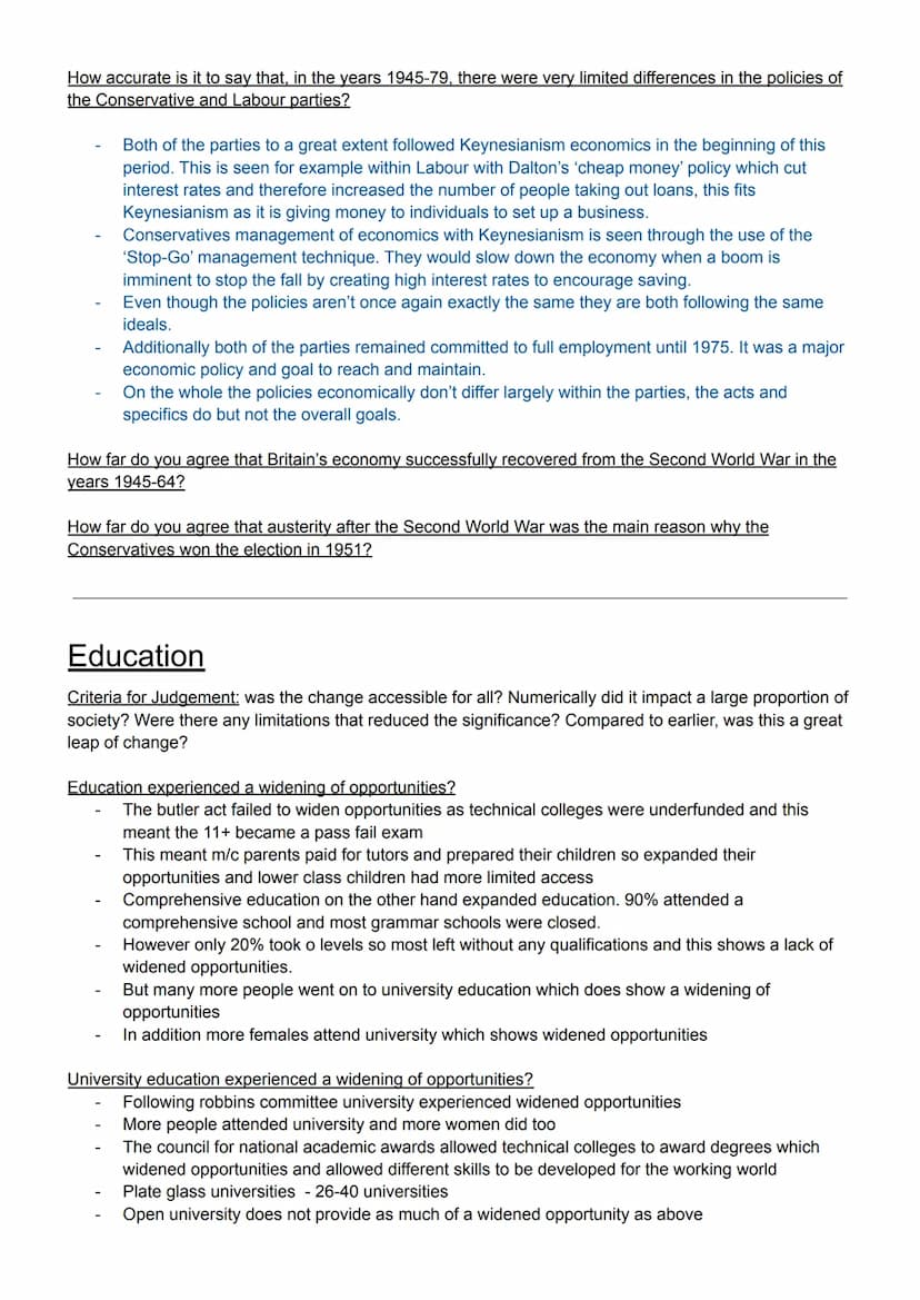 Theme One
How accurate is it to say that British governments of the period 1918-79 successfully managed Britain's
economy?
Criteria for judg