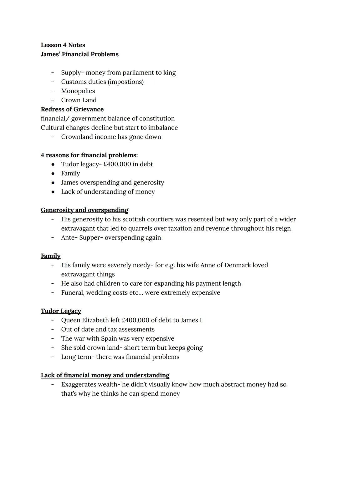 Stuart Britain and the Crisis of the Monarchy
History Class Notes
Wednesday 8th September 2021
Lesson 1- England in 1603
Important informati