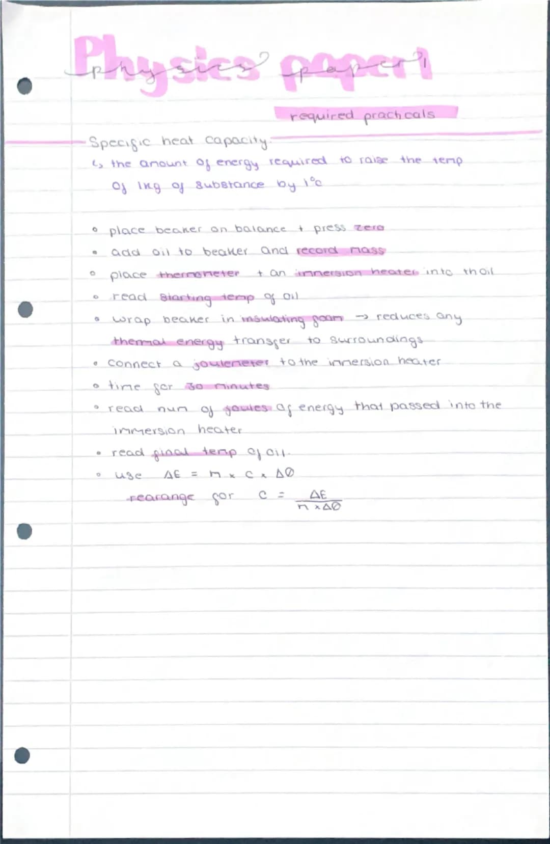 Physics paper 1 required practicals 