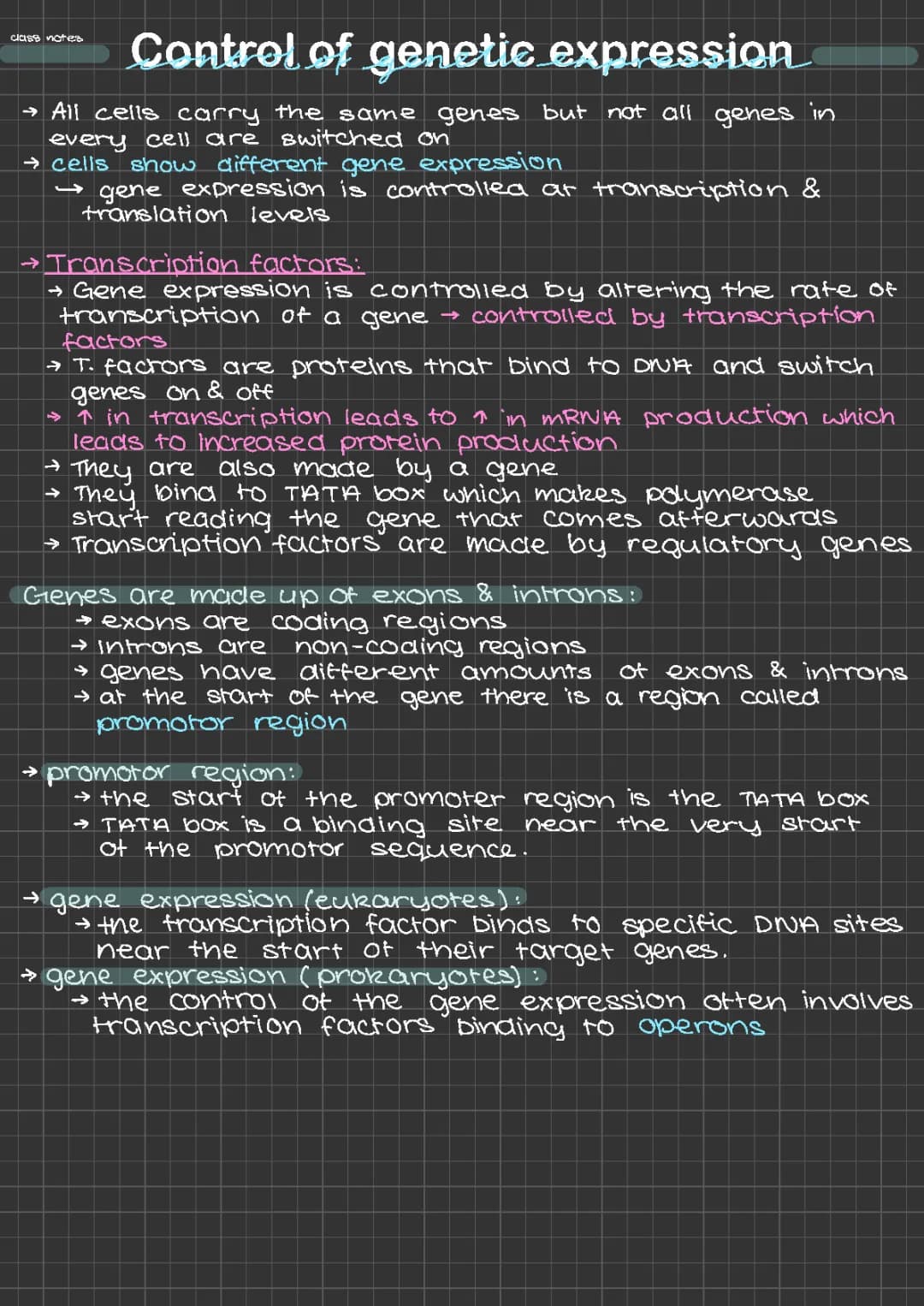 Control of Genetic Expression: Transcription Levels, Lac Operon, and More