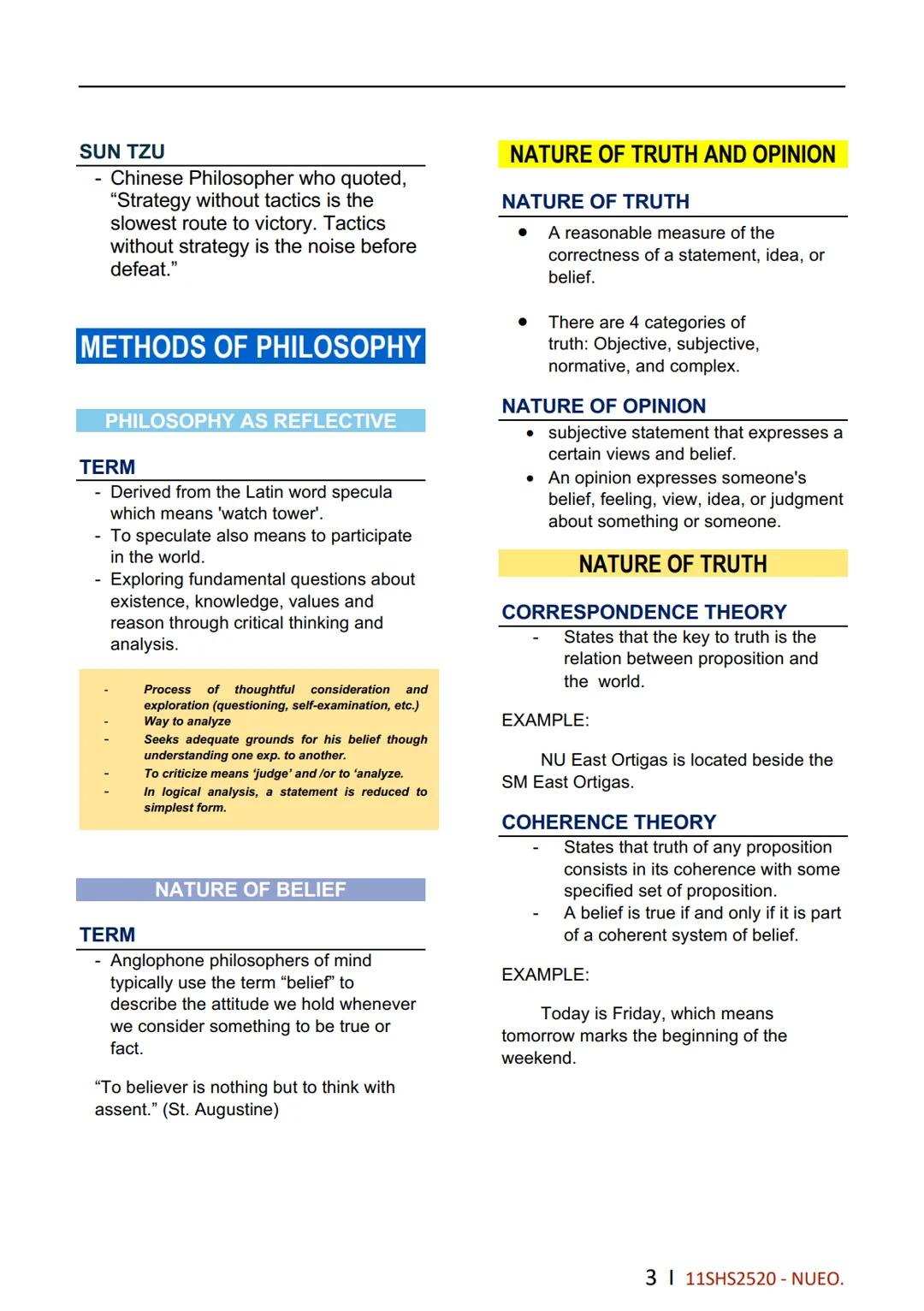 1. Lesson 1
PHILOSOPHY
- What is Philosophy?
- Origin
- Branches
- Western and Eastern Philo
2. Lesson 2
- Methods of Philo
- Nature of Trut