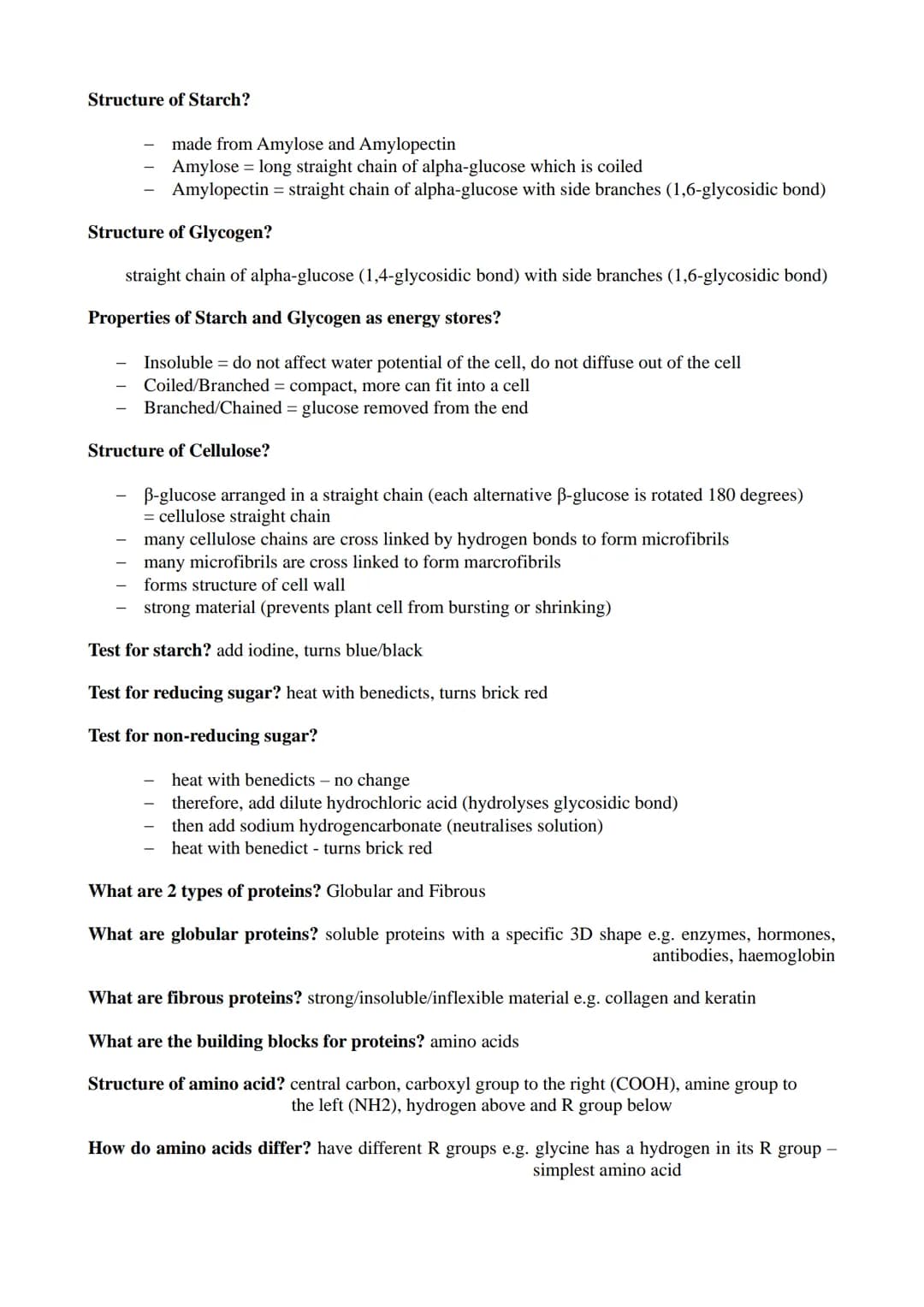 Module 1 (Biological Molecules) Revision Notes
What are biological molecules? molecules made and used by living organisms e.g. Carbohydrates