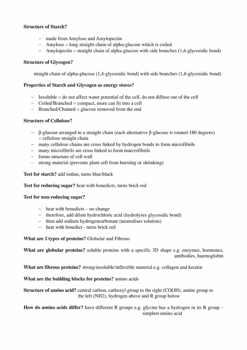 Module 1 (Biological Molecules) Revision Notes
What are biological molecules? molecules made and used by living organisms e.g. Carbohydrates