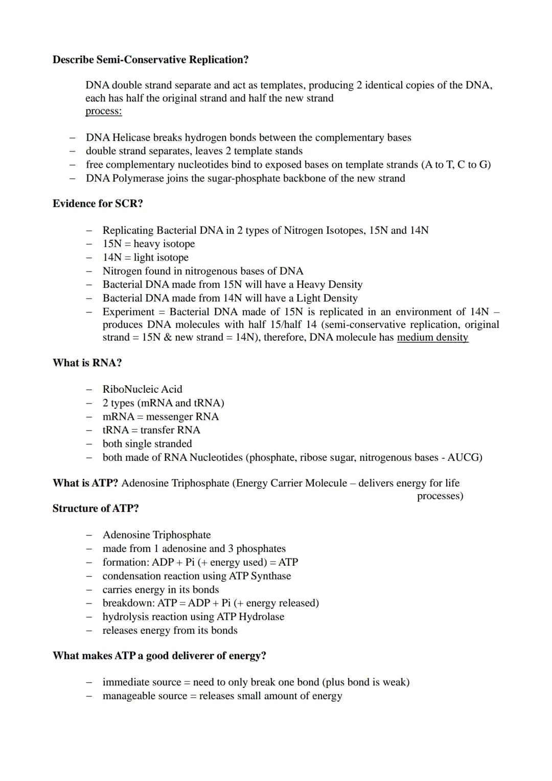 Module 1 (Biological Molecules) Revision Notes
What are biological molecules? molecules made and used by living organisms e.g. Carbohydrates
