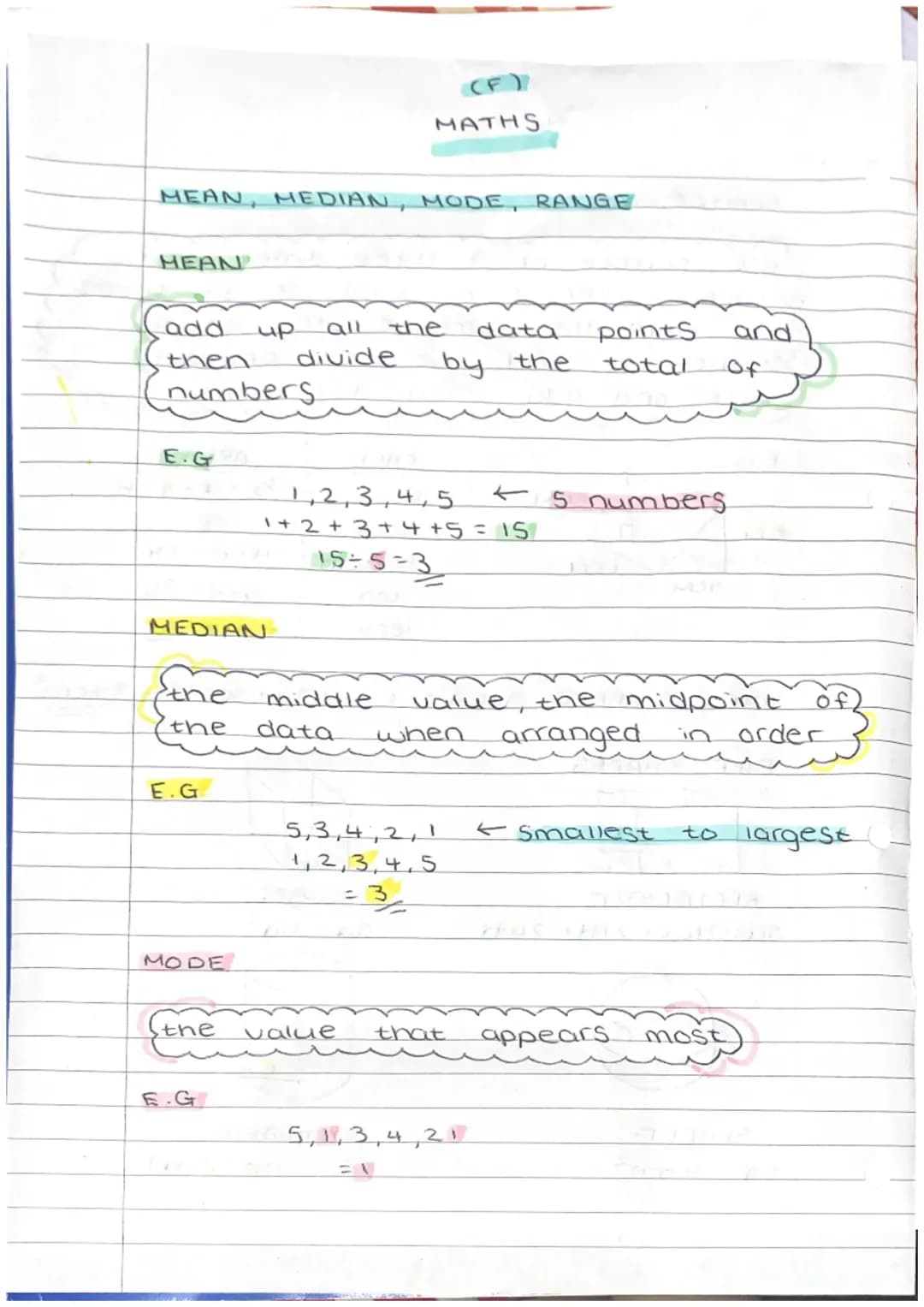 mean, median, mode, range