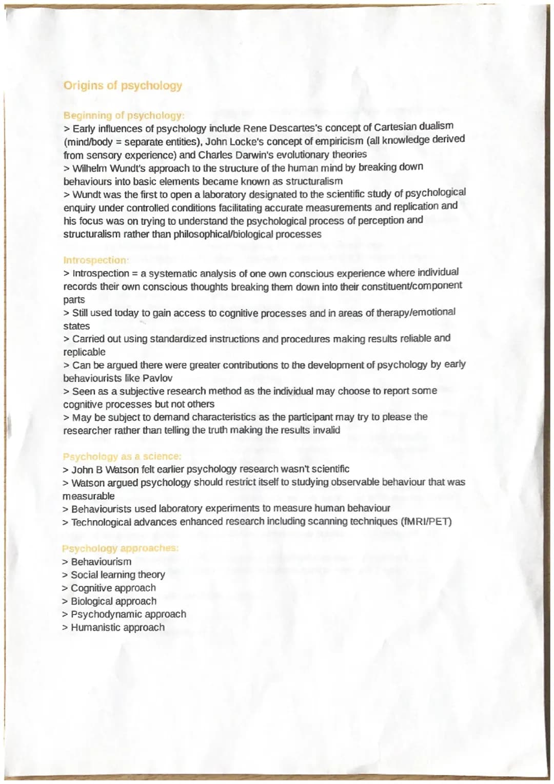 Cool Psychology Notes: AQA A-Level Approaches, Wundt, and Behaviourist Fun