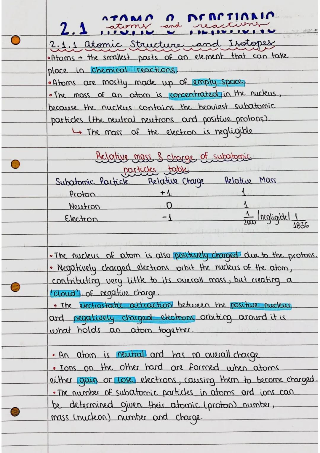 Atomic Structure and Isotopes 