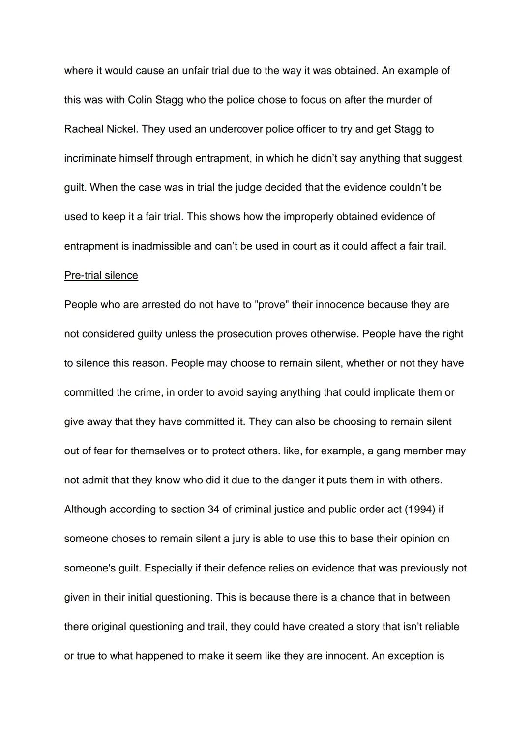 Unit 3: AC 2.3 understand rules in relation to the use of evidence in
criminal cases
relevance and admissibility
Evidence presented in court