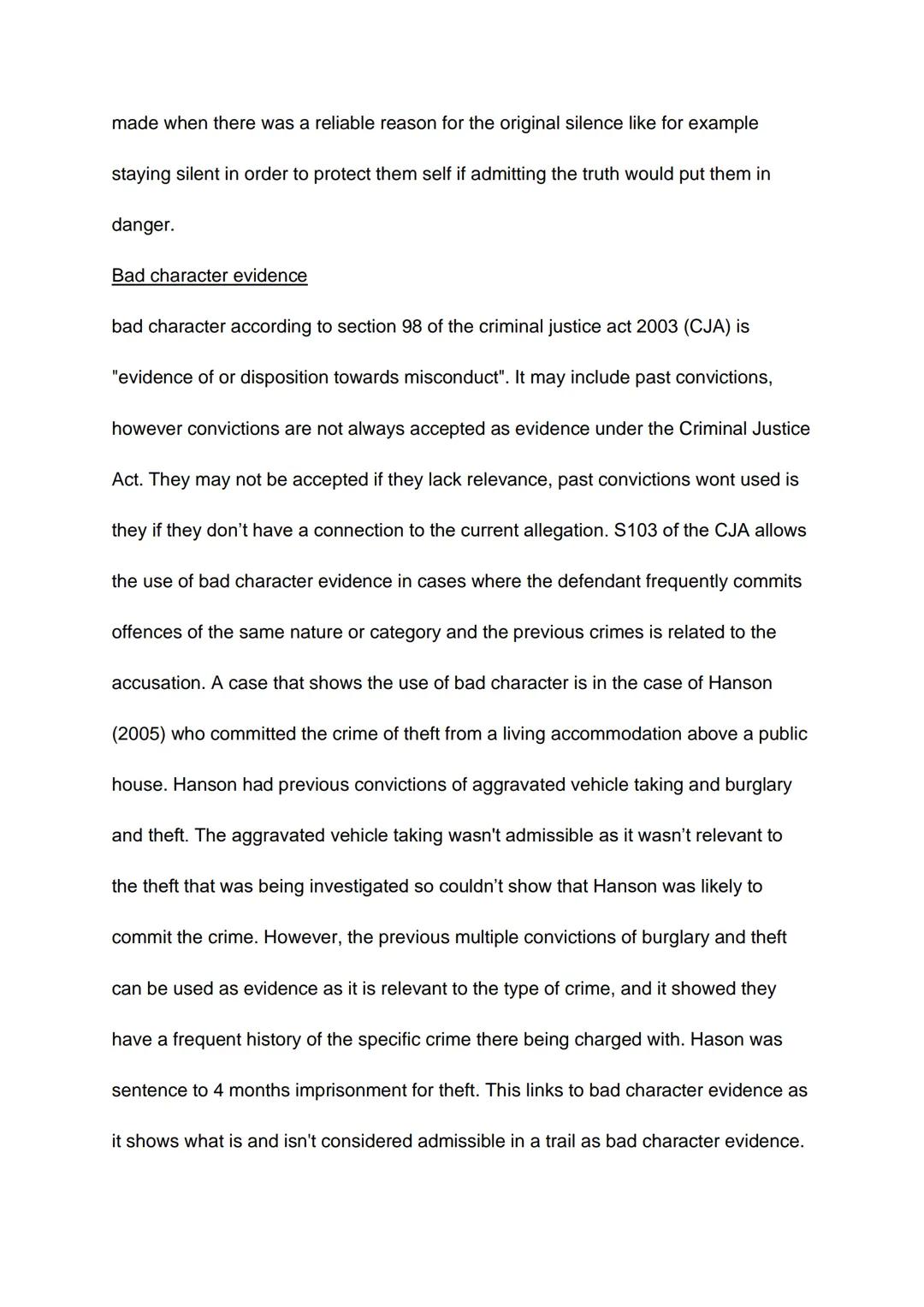 Unit 3: AC 2.3 understand rules in relation to the use of evidence in
criminal cases
relevance and admissibility
Evidence presented in court