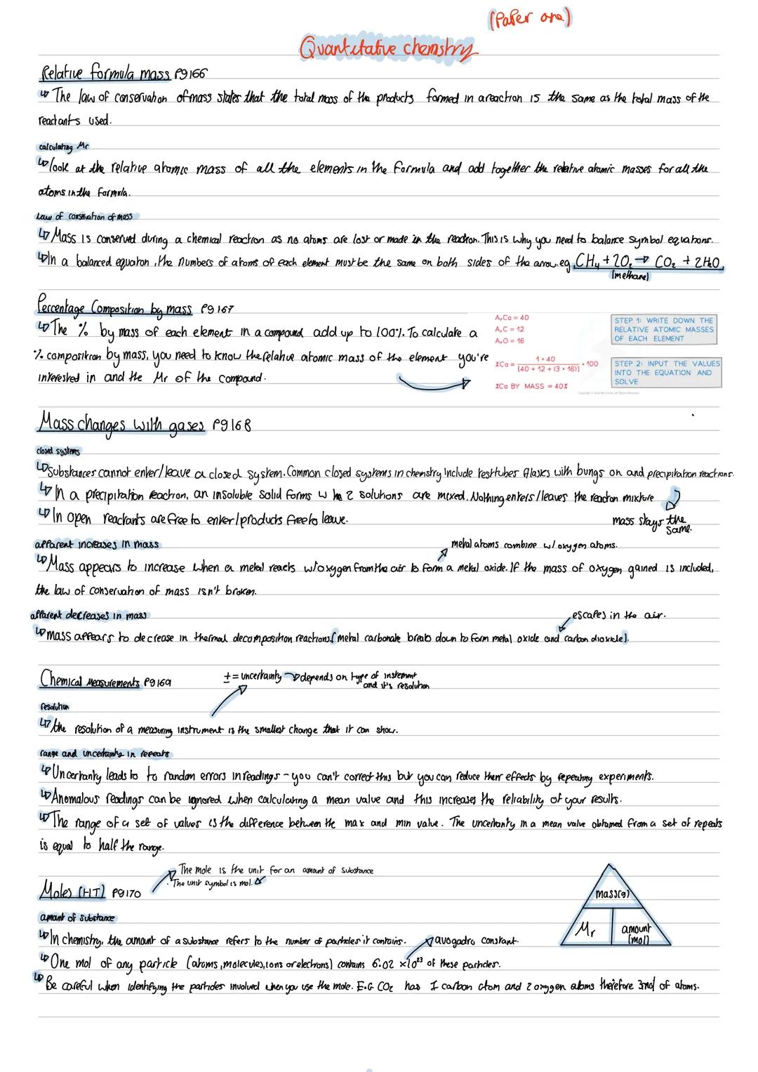 Quantitative chemistry
Relative formula mass 19166
The law of conservation of mass states that the total mass of the products. formed in are