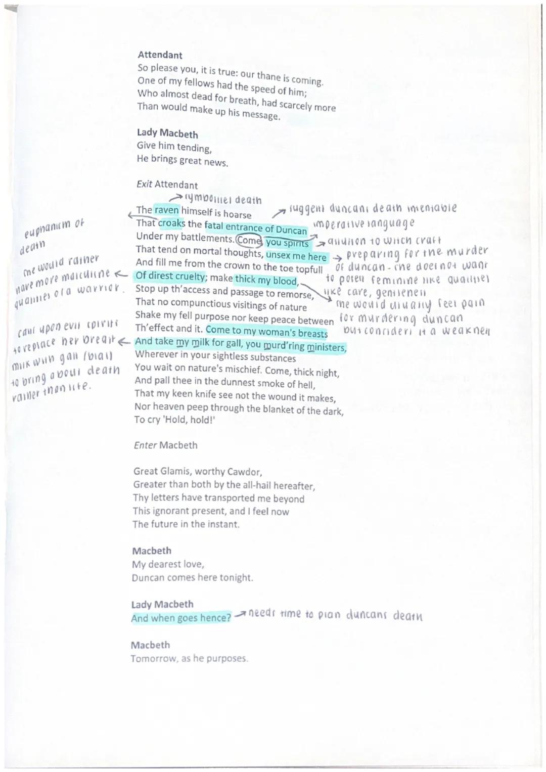 shows they are
supernatural porribly
linked to the devil-
the opposite of god.
Reveall Lady
macbethi determination
to succeed wouldvie
surpr