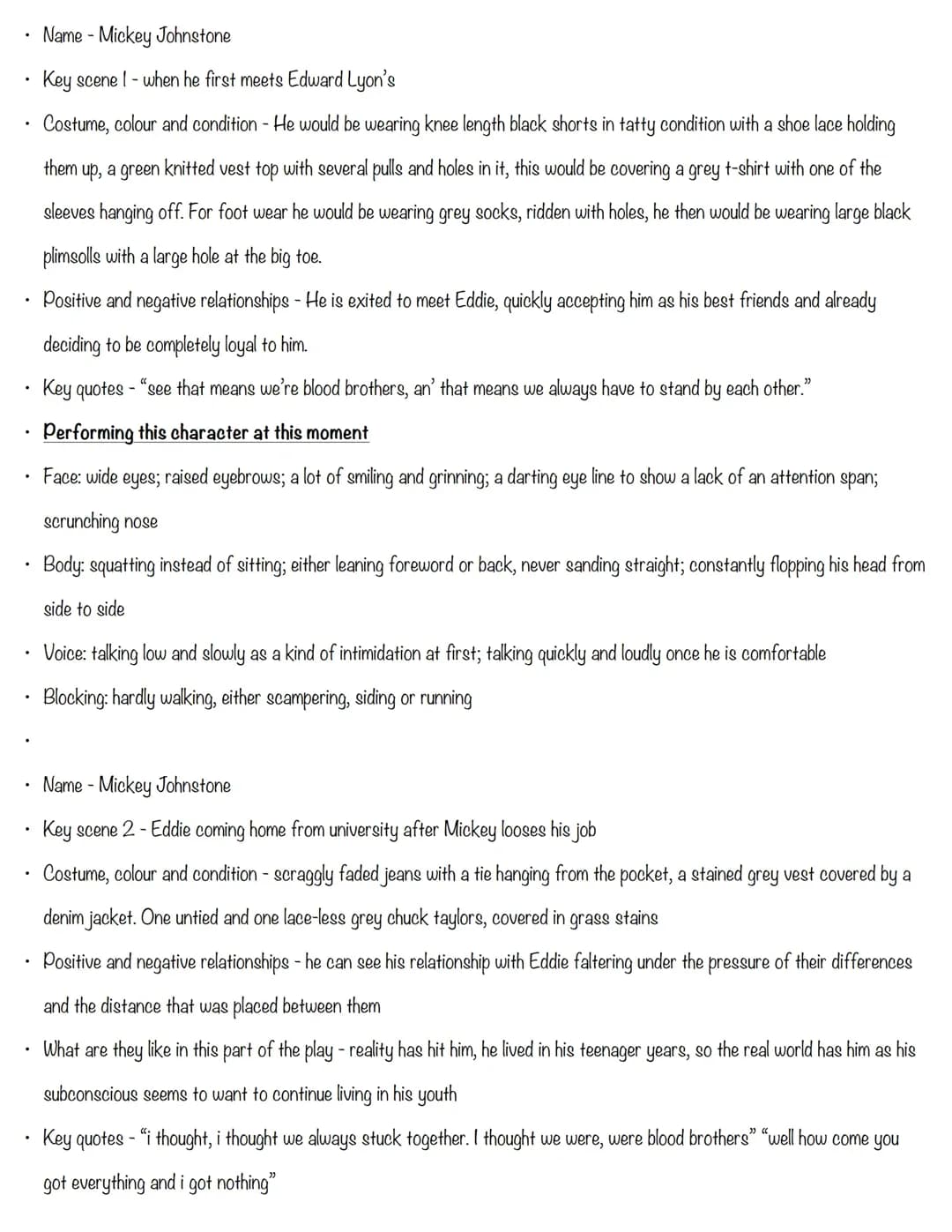 Blood Brothers Character Analysis - GCSE Drama: Key Quotes and Profiles