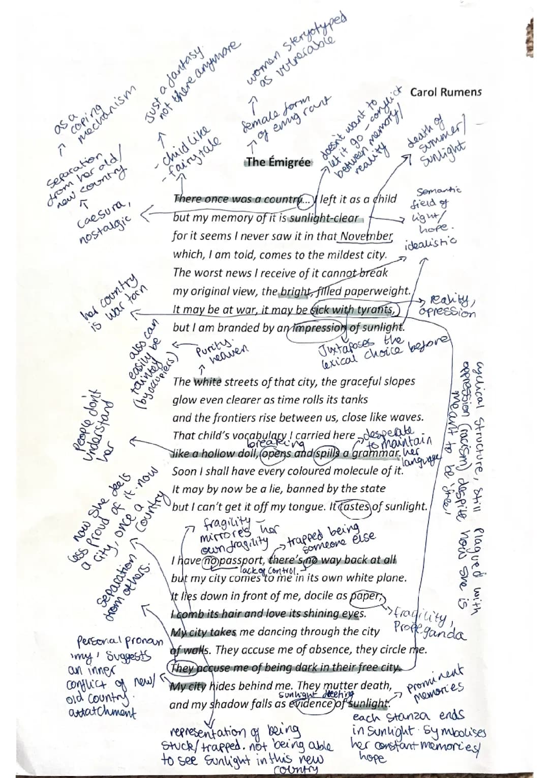 Power and conflict poetry - the Emigree annotations 