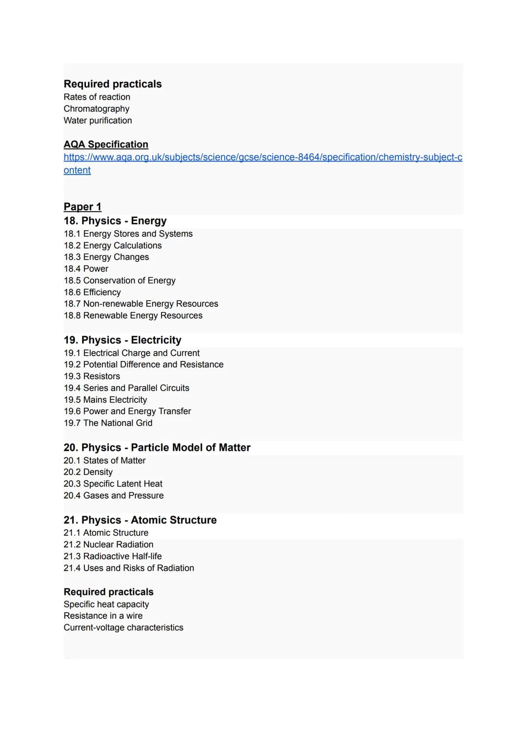 GCSE Higher Combined Science | All Topics & AQA Specification Notes
Paper 1
1. Biology Cell Biology
-
1.1 Cell Structure
1.2 Differentiation