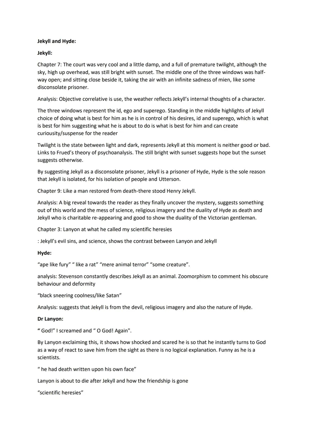 GCSE Jekyll and Hyde Key Quotes, Analysis, and Quizlet for AQA