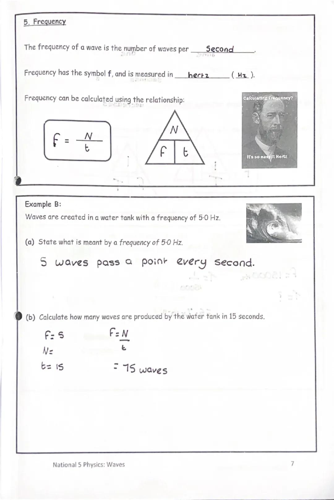 National 5
Physics
Waves
Summary Notes I can:
Wave Parameters & Behaviours
state that energy can be transferred as waves.
state the differen