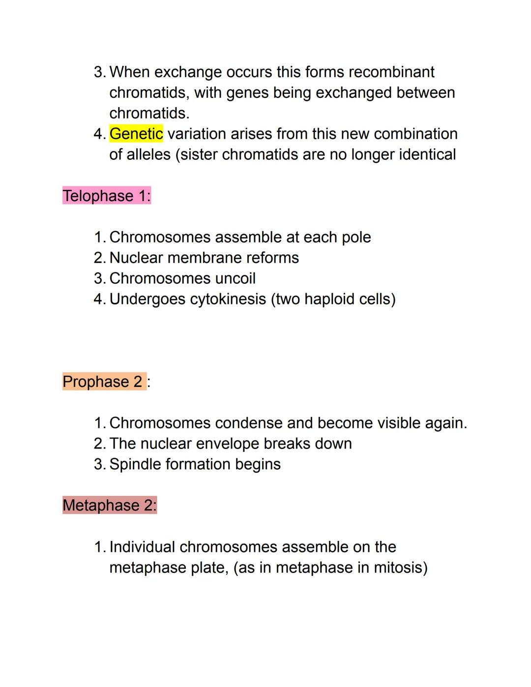 Mitosis + cytokinesis

Prophase

1. Nucleolus disappears and nuclear envelope
appears to break down
2. Centrioles move/migrate to opposite p