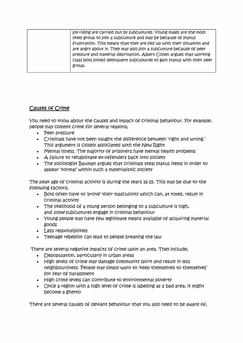 Deviance and crime
You need to distinguish between deviant behaviour and criminal behaviour.
Criminal behaviour
Deviant behaviour
Crime cons