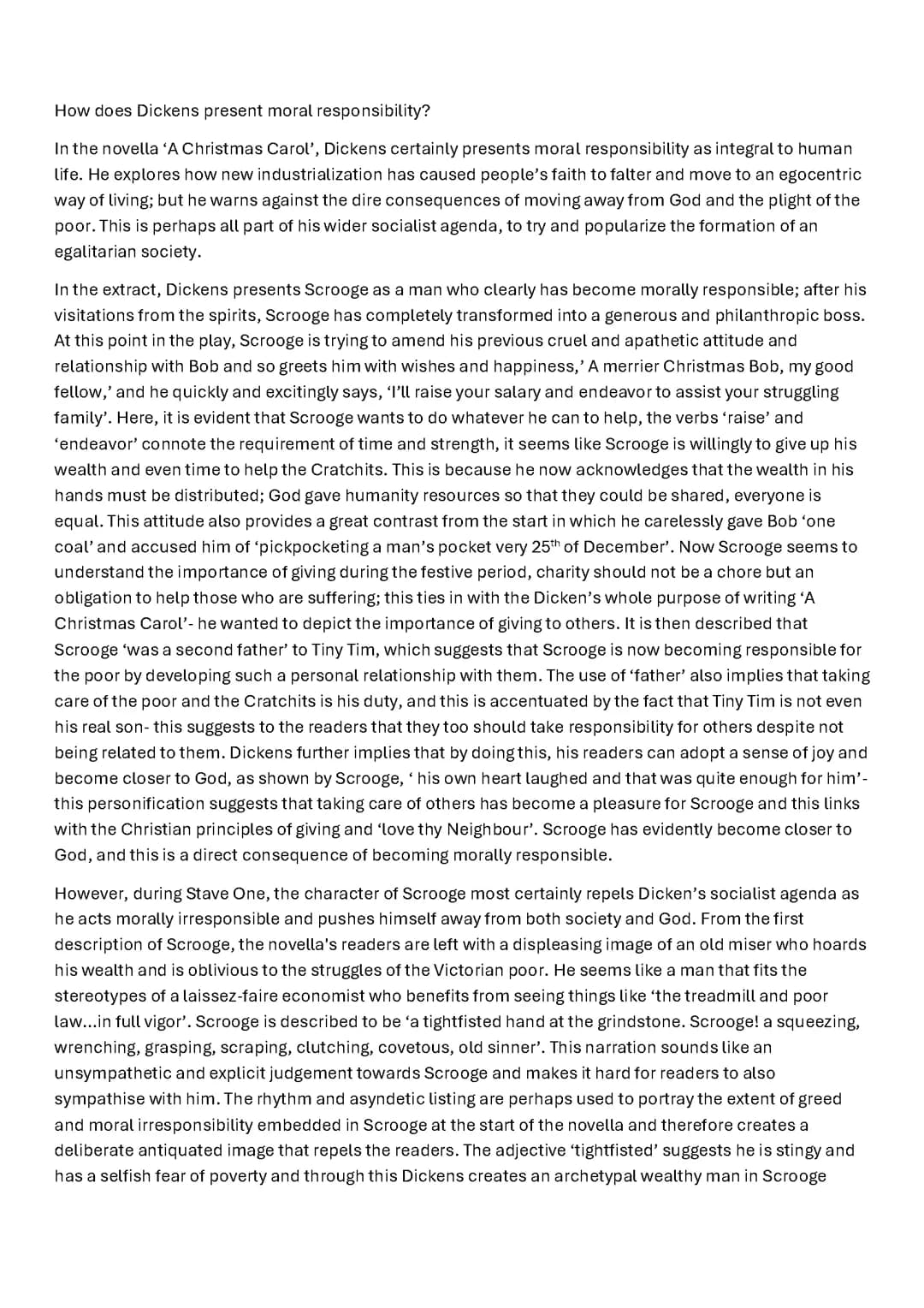 A Christmas Carol essay gcse