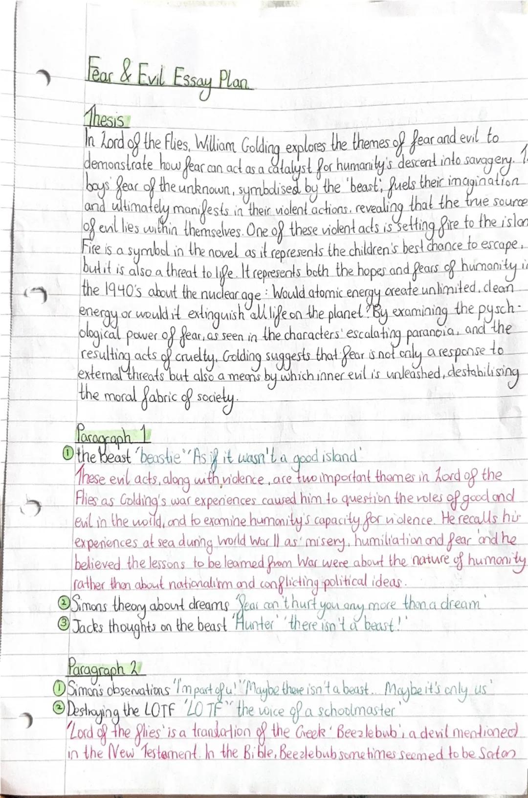 Power & Leadership Essay Plan
Thesis
In Lord of the Flies, William Golding examines the theme of power and leadership to explore the dynamic
