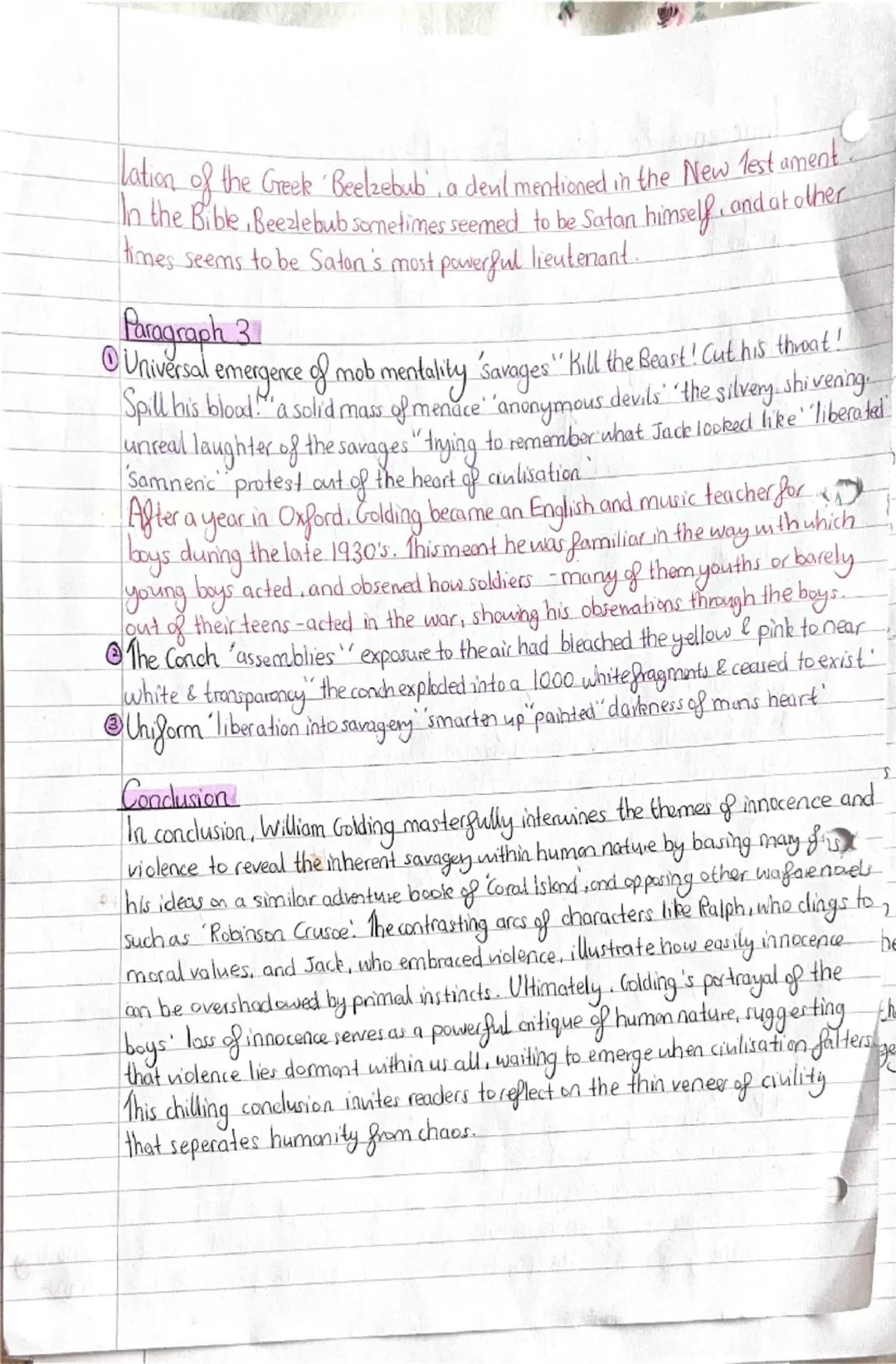 Power & Leadership Essay Plan
Thesis
In Lord of the Flies, William Golding examines the theme of power and leadership to explore the dynamic
