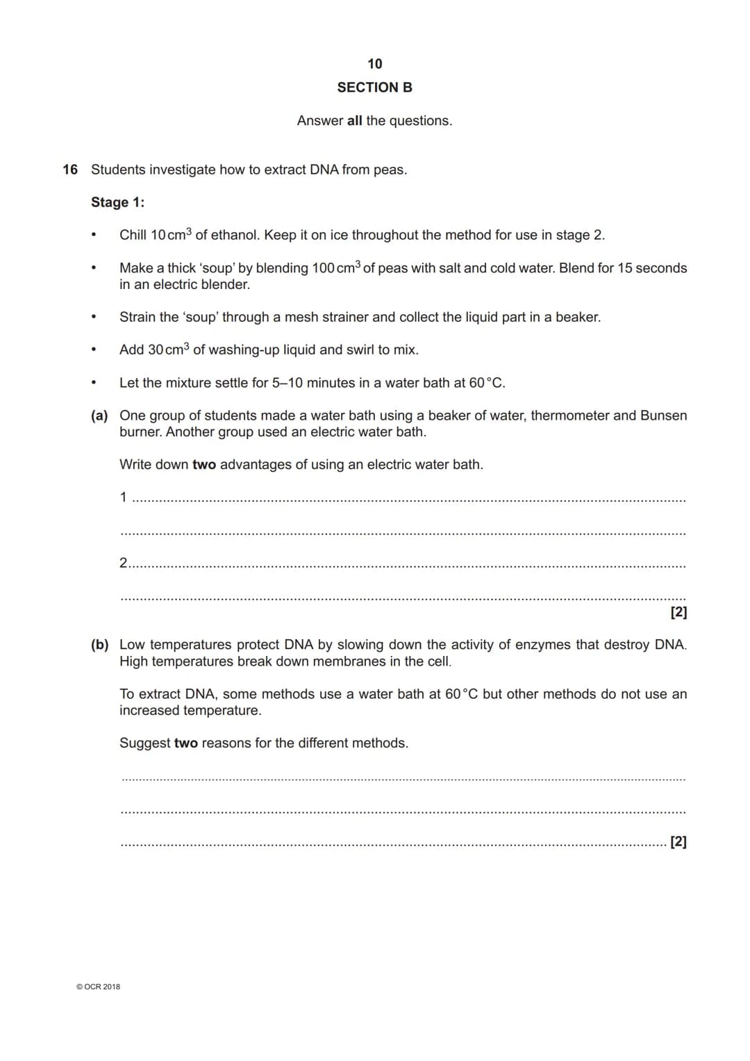 *7089391319*
OCR
Oxford Cambridge and RSA
H
GCSE (9-1) Biology A (Gateway Science)
J247/03 Paper 1, B1-B3 and B7 (Higher Tier)
Tuesday 15 Ma