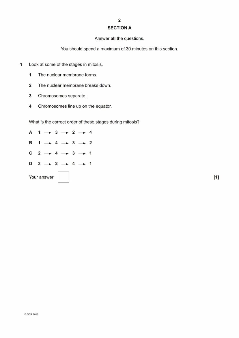 *7089391319*
OCR
Oxford Cambridge and RSA
H
GCSE (9-1) Biology A (Gateway Science)
J247/03 Paper 1, B1-B3 and B7 (Higher Tier)
Tuesday 15 Ma