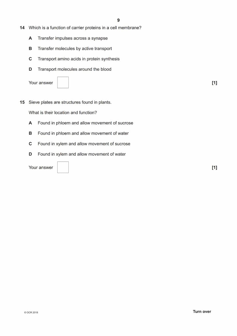 *7089391319*
OCR
Oxford Cambridge and RSA
H
GCSE (9-1) Biology A (Gateway Science)
J247/03 Paper 1, B1-B3 and B7 (Higher Tier)
Tuesday 15 Ma