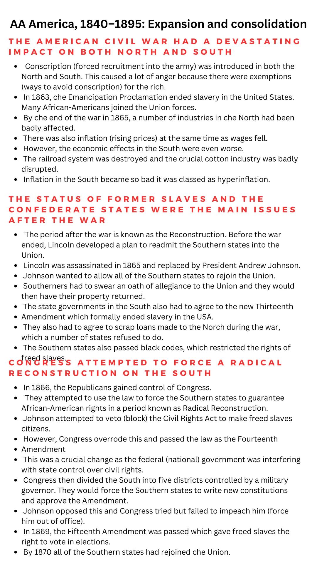 GCSE HISTORY
AQA UNDERSTANDING THE MODERN WORLD
with
SECTION A- AA AMERICA 1840-1895:
expansion and consolidation TABLE OF CONTENTS
UNDERSTA