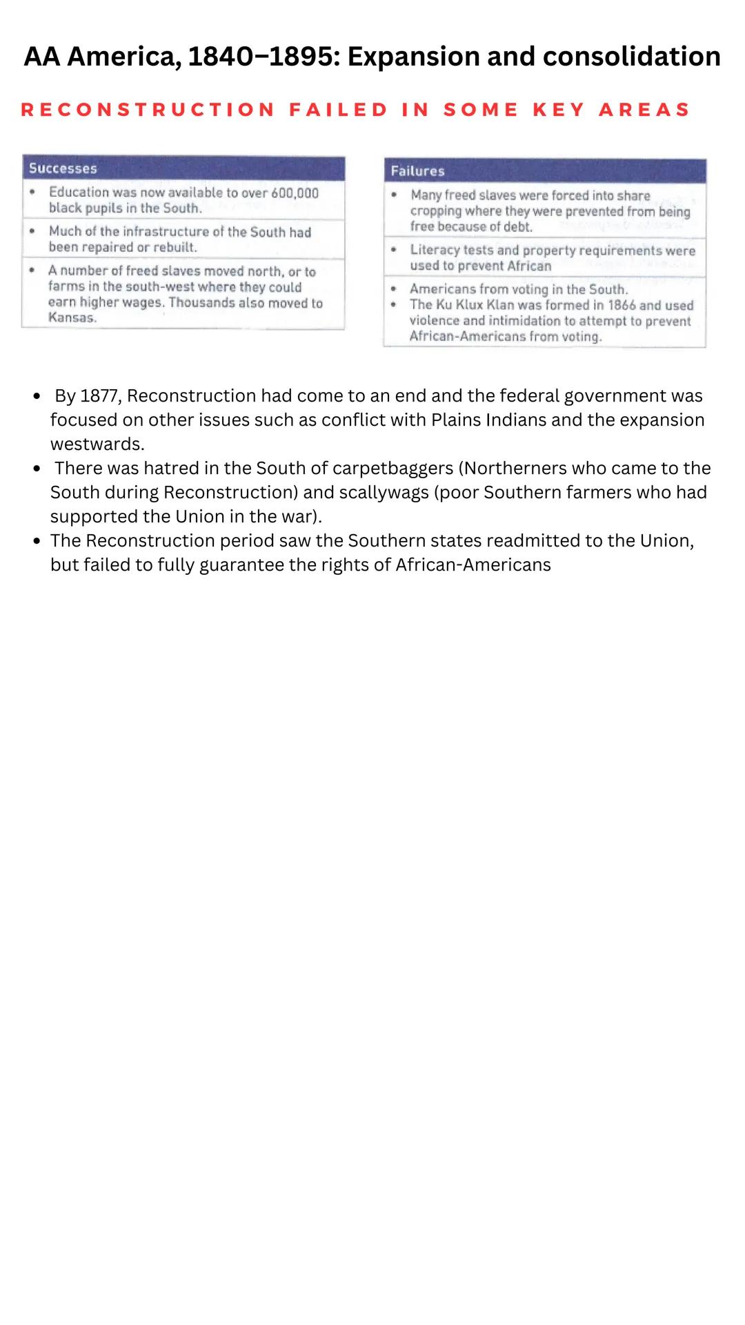 GCSE HISTORY
AQA UNDERSTANDING THE MODERN WORLD
with
SECTION A- AA AMERICA 1840-1895:
expansion and consolidation TABLE OF CONTENTS
UNDERSTA