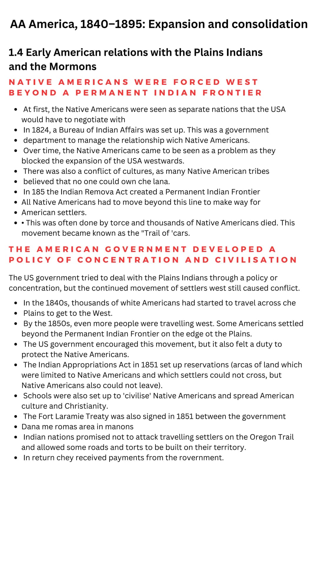 GCSE HISTORY
AQA UNDERSTANDING THE MODERN WORLD
with
SECTION A- AA AMERICA 1840-1895:
expansion and consolidation TABLE OF CONTENTS
UNDERSTA