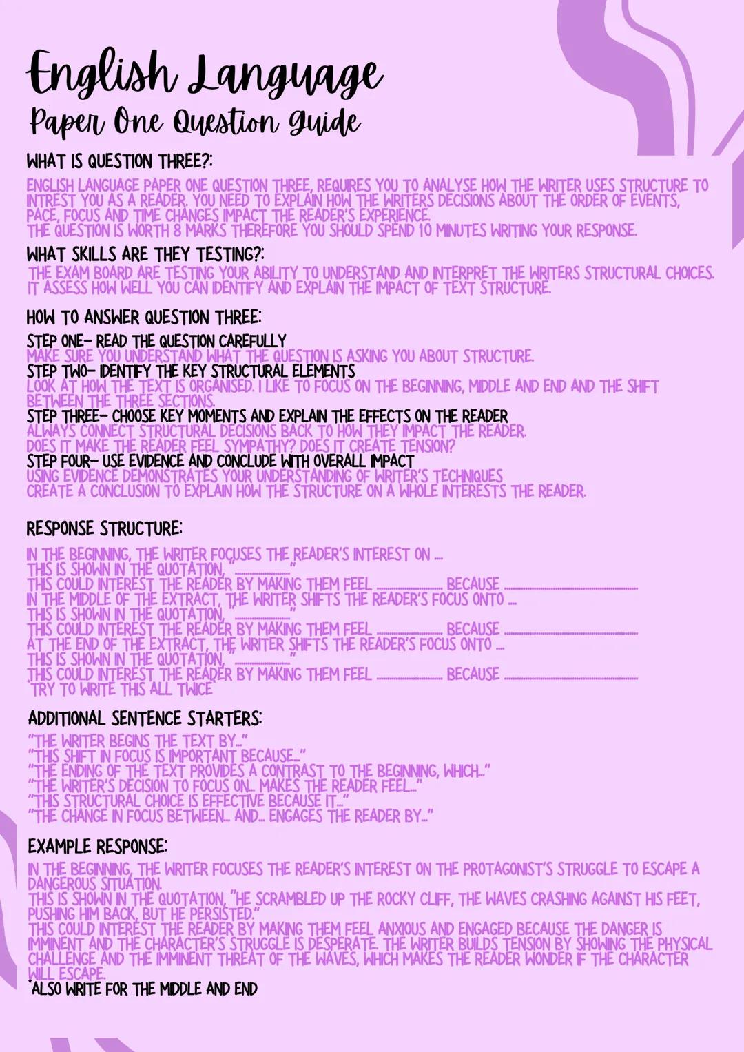 GCSE AQA English Language Paper One Question Three