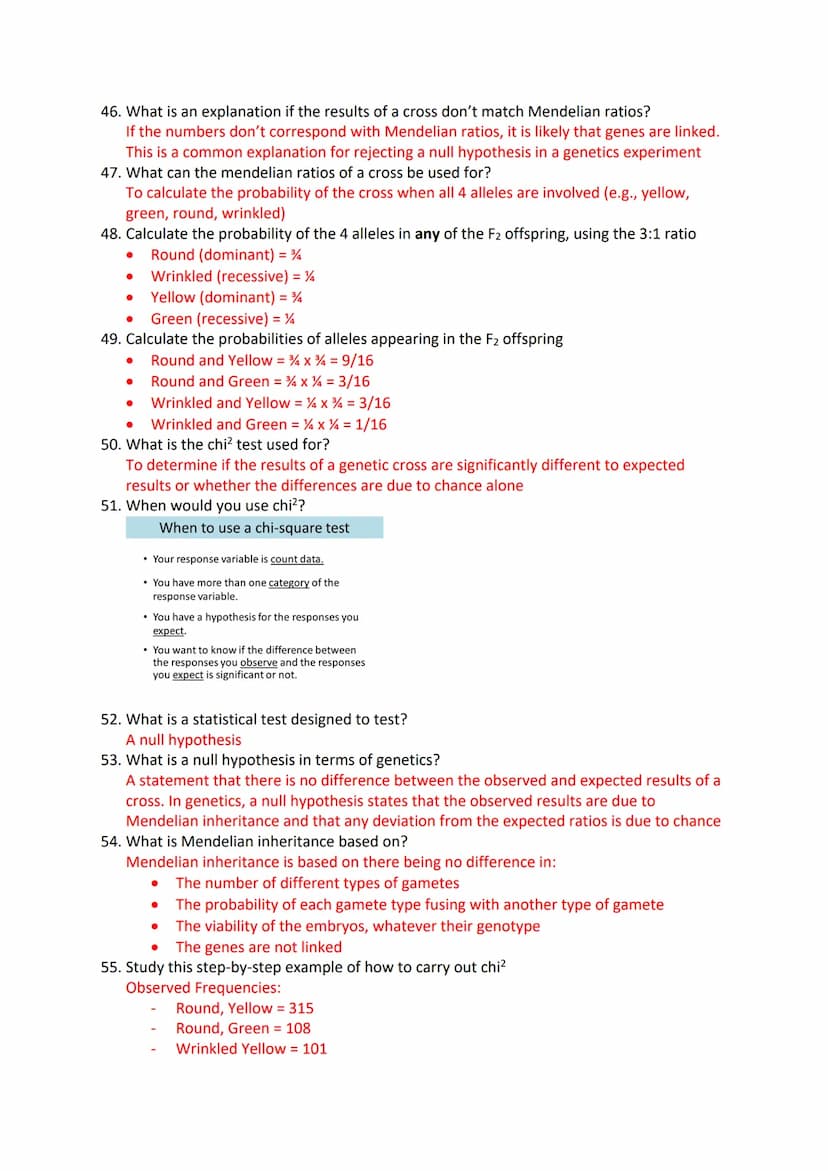 Inheritance Revision Questions
1. What is a gene?
A sequence of DNA that codes for a polypeptide and which occupies a specific locus on a
ch