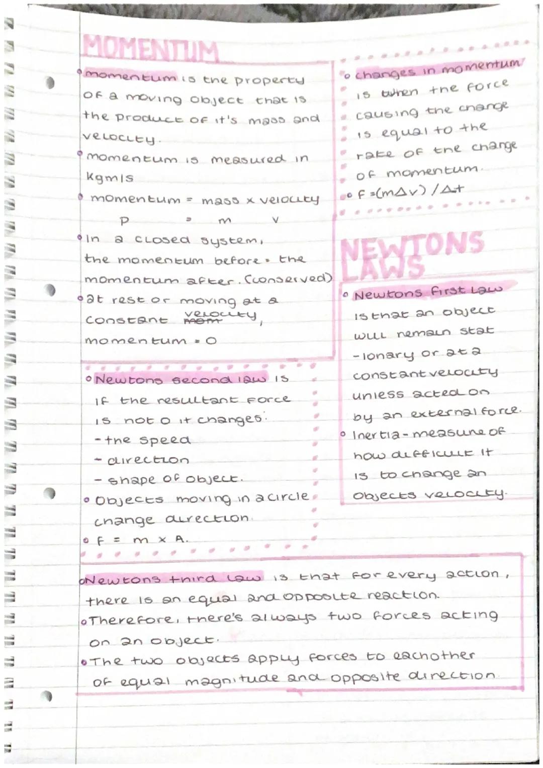 # MOMENTUM

*   momentum is the property
of a moving object that is
the product of it's mass and
VELOCLEy
*   momentum is measured in
Kgmis

