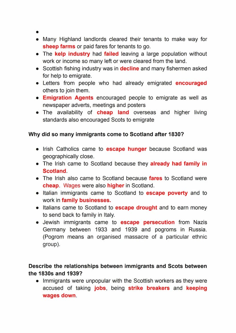 National 5 History Revision Notes
Migration and Empire 1830 - 1939
Migration and Empire 1830-1939
A Describe the contribution of Irish immig